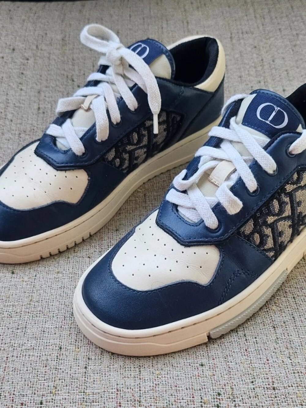 Dior Kid Boy Sneaker Blue/White Low Top Uptown Lace Up Shoes Size 33 Made Italy